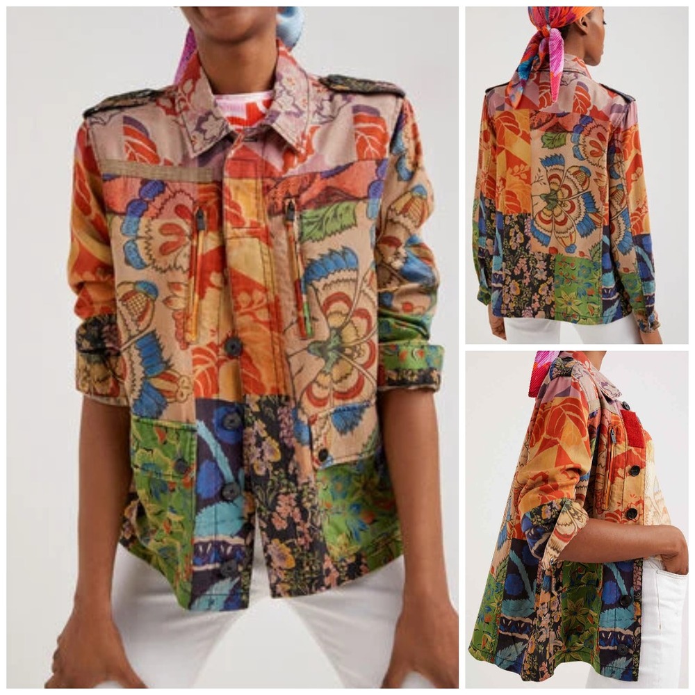 Desigual M Christian Lacroix Larson Jacket XL Tropical Patchwork Artsy Whimsical